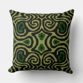 Mazipoodles Crazy Maze - Olive Zwart Groen Kussen