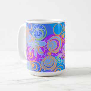 Mazipoodles Floral Bubbles Multi Blauw Sinaasappel Koffiemok