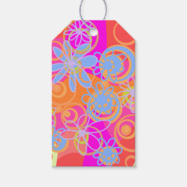 Mazipoodles Floral Bubbles Multi Roze Sinaasappel  Cadeaulabel