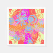 Mazipoodles Floral Bubbles Multi Roze Sinaasappel  Servet (Voorkant)