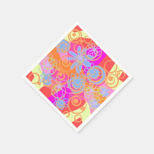 Mazipoodles Floral Bubbles Multi Roze Sinaasappel Servet (Hoek)