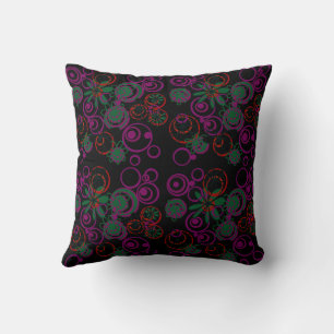 Mazipoodles Floral Bubbles Zwart Roze Groen Rood Kussen