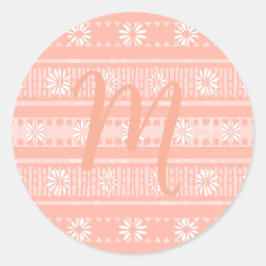 MAZIPOODLES Floral Striped Ribbed Knitting Card Ronde Sticker