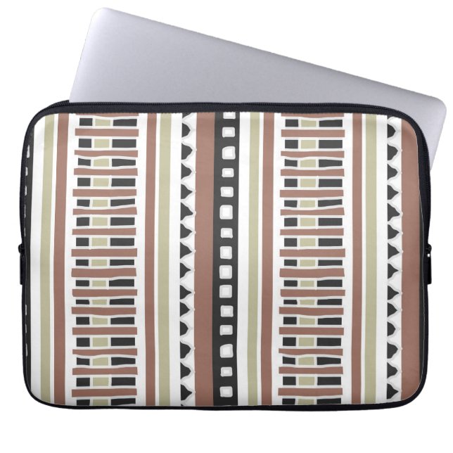 MAZIPOODLES Gestreepte geribbelde breipatroon 174 Laptop Sleeve (Voorkant)