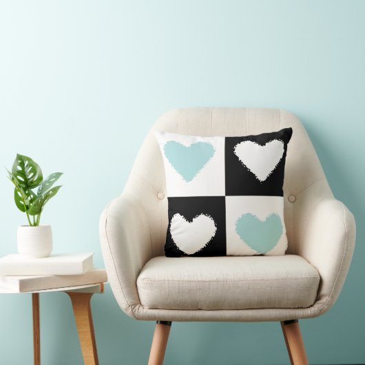 Mazipoodles Harten Abstractie Eend Blauw Kussen (Stoel)