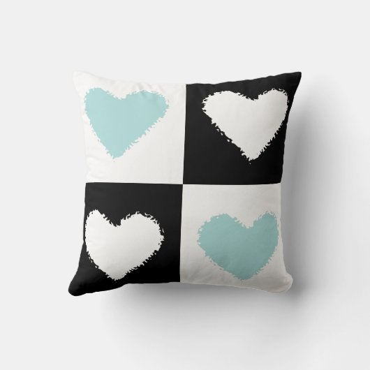 Mazipoodles Harten Abstractie Eend Blauw Kussen (Achterkant)