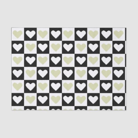 Mazipoodles Harten Abstractie Olijfgroen Mini Tissuepapier (Voorkant)