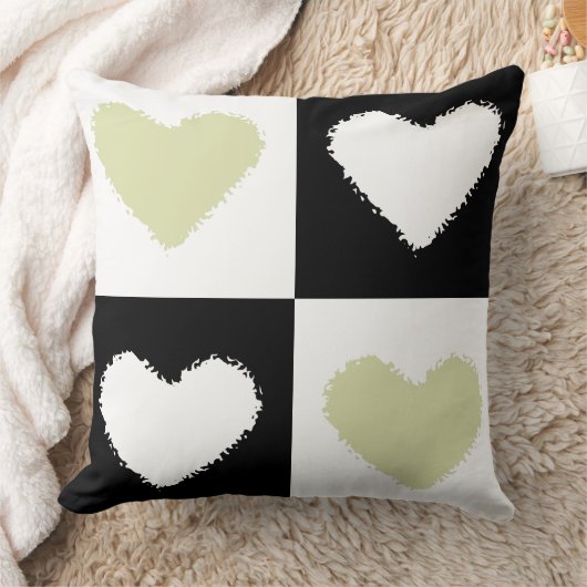 Mazipoodles Harten Abstractie Pastel Olijfgroen Kussen (Deken)