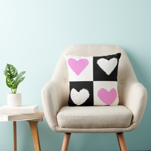 Mazipoodles Harten Abstractie Roze Kussen (Stoel)