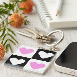 Mazipoodles Harten Abstractie Roze Sleutelhanger
