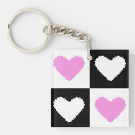Mazipoodles Harten Abstractie Roze Sleutelhanger