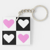 Mazipoodles Harten Abstractie Roze Sleutelhanger (Achterkant)