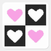 Mazipoodles Harten Abstractie Roze Vierkante Sticker (Voorkant)