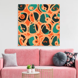 MAZIPOODLES Ik zie oog Oranje Turquoise Zwart Canvas Afdruk