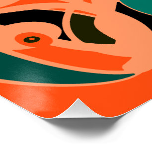MAZIPOODLES Ik zie oog Oranje Turquoise Zwart Perfect Poster