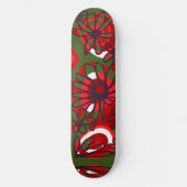 Mazipoodles Liefde Bloemen - Groen Rood Zwart Wit Persoonlijk Skateboard (Voorkant)