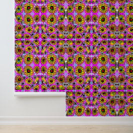 Mazipoodles Liefde Bloemen - Rainbow Black Behang