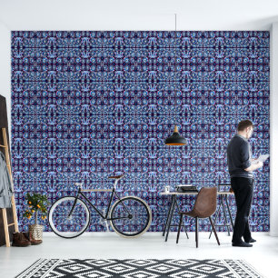 Mazipoodles Love Flowers - Blauw Lila Wit Behang