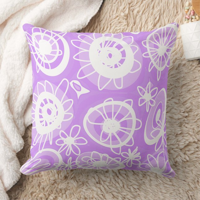Mazipoodles Love Flowers - Lila Wit Kussen (Deken)