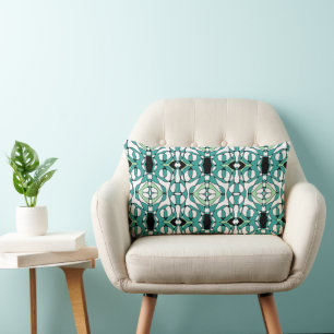Mazipoodles Neuro Art - Blauwgroen groene witte mu Kussen