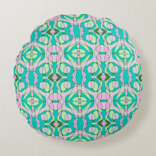 Mazipoodles Neuro Art - Stoffig Blauwgroen Roze Gr Rond Kussen