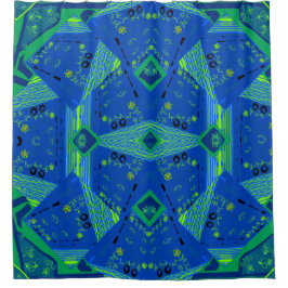 Mazipoodles Origami Chintz blauw groen Douchegordijn