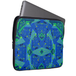 Mazipoodles Origami Chintz blauw groen Laptop Sleeve