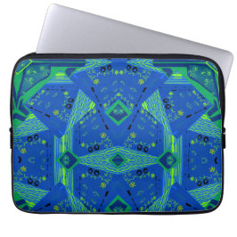 Mazipoodles Origami Chintz blauw groen Laptop Sleeve