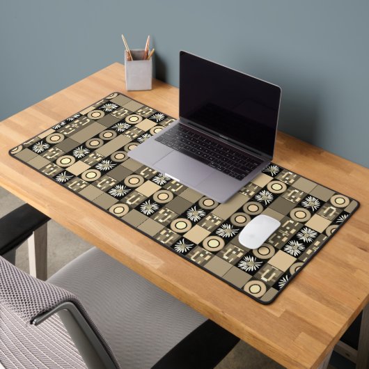 Mazipoodles Patchwork Quilt 2 Sepia Bureaumat (Kantoor 2)