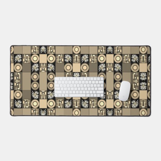 Mazipoodles Patchwork Quilt 2 Sepia Bureaumat (Keyboard & Muis)