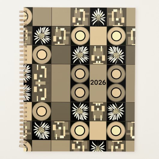 Mazipoodles Patchwork Quilt 2 Sepia Planner (Voorkant)