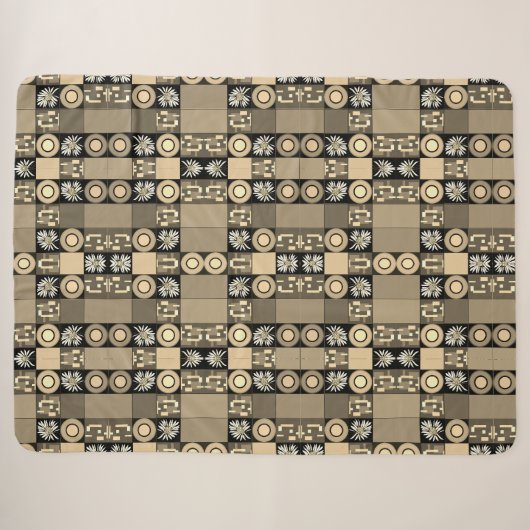 Mazipoodles Patchwork Quilt 2 Sepia Sherpa Deken (Voorkant (horizontaal))