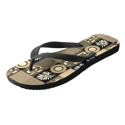 Mazipoodles Patchwork Quilt 2 Sepia Teenslippers (Schuin)