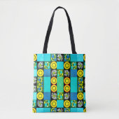 Mazipoodles Patchwork Quilt 5 Turquoise Tote Bag (Voorkant)