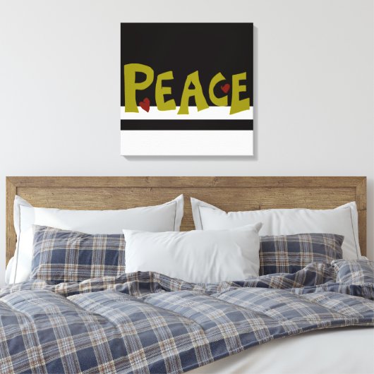 MAZIPOODLES Peace Olive Green Canvas Afdruk (Insitu (Slaapkamer))