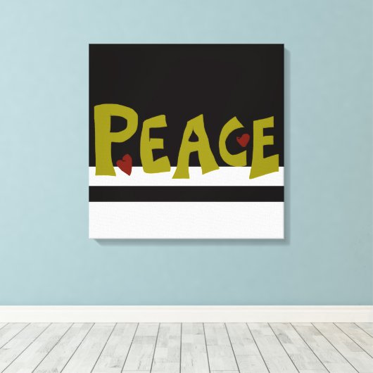 MAZIPOODLES Peace Olive Green Canvas Afdruk (Insitu (Houten vloer))