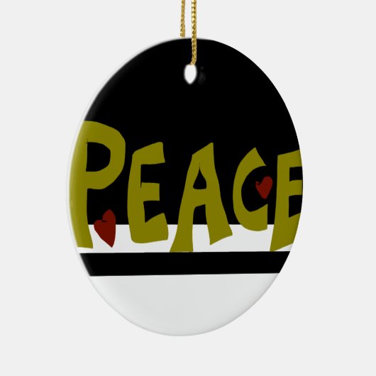 MAZIPOODLES Peace Olive Green  Keramisch Ornament (Rechts)