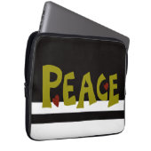 MAZIPOODLES Peace Olive Green Laptop Sleeve (Voorkant Rechts)