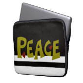 MAZIPOODLES Peace Olive Green Laptop Sleeve (Voorkant Links)