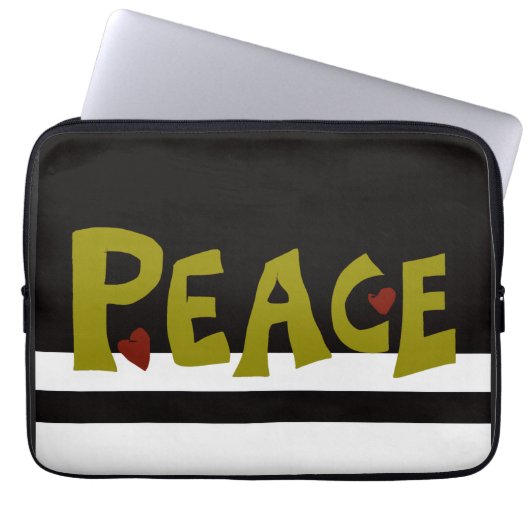 MAZIPOODLES Peace Olive Green Laptop Sleeve (Voorkant)