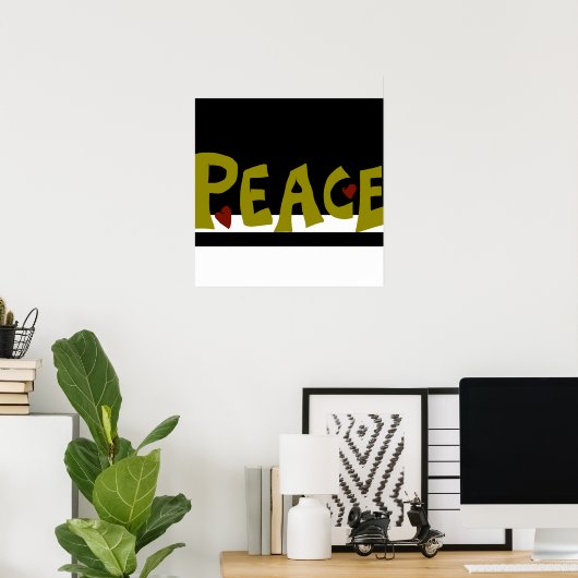MAZIPOODLES Peace Olive Green Poster (Thuiskantoor)