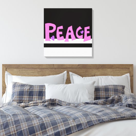 MAZIPOODLES Peace Pink Canvas Afdruk (Insitu (Slaapkamer))