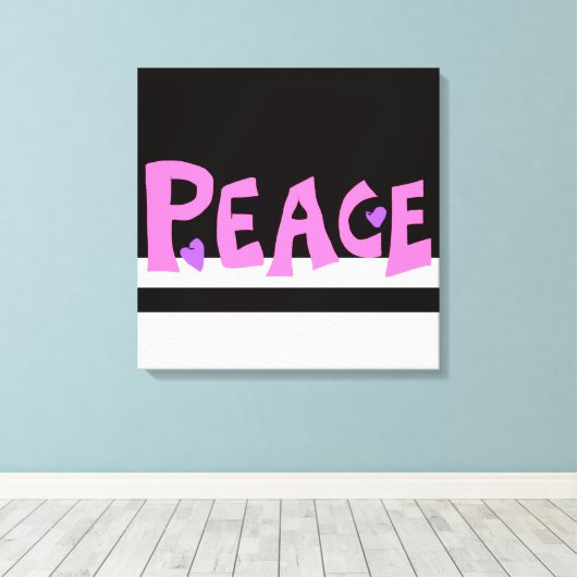 MAZIPOODLES Peace Pink Canvas Afdruk (Insitu (Houten vloer))