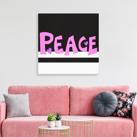 MAZIPOODLES Peace Pink Canvas Afdruk (Insitu (Woonkamer))