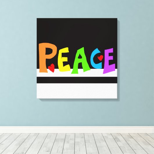 MAZIPOODLES Peace Rainbow  Canvas Afdruk (Insitu (Houten vloer))