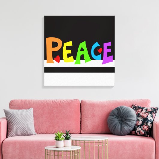 MAZIPOODLES Peace Rainbow  Canvas Afdruk (Insitu (Woonkamer))