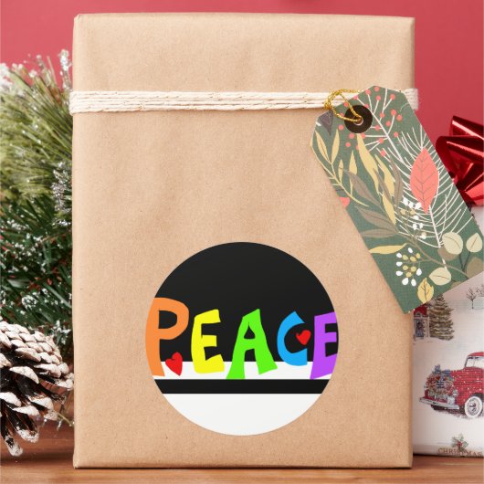 MAZIPOODLES Peace Rainbow Ronde Sticker (Feestdagen)