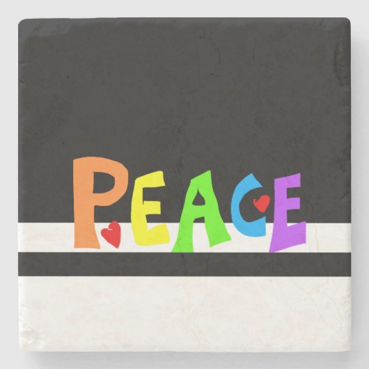 MAZIPOODLES Peace Rainbow Stenen Onderzetter (Voorkant)