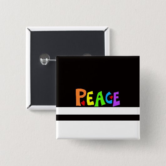 MAZIPOODLES Peace Rainbow Vierkante Button 5,1 Cm (Voorkant /achterkant)