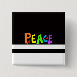 MAZIPOODLES Peace Rainbow Vierkante Button 5,1 Cm